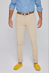 JACOBSON – Men’s Slim Fit Stretch Cotton Chino Pants – Beige
